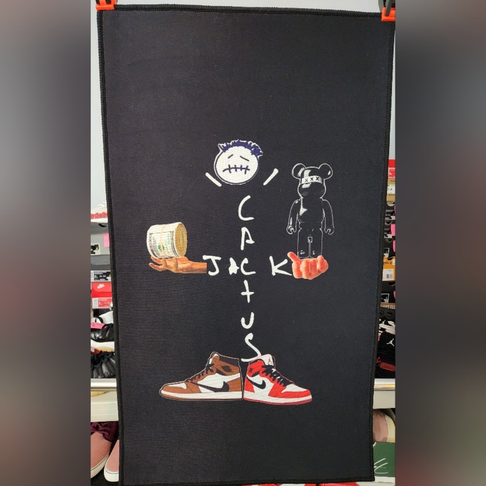 NEW Custom Rug Black Cactus Jack Bearbrick Sneakers